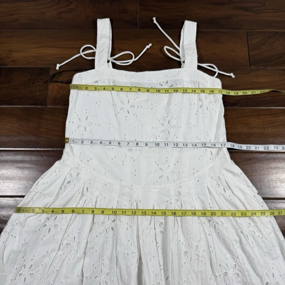 Free People Women's Size Medium White Sleeveless Primavera‎ Eyelet Midi Dress